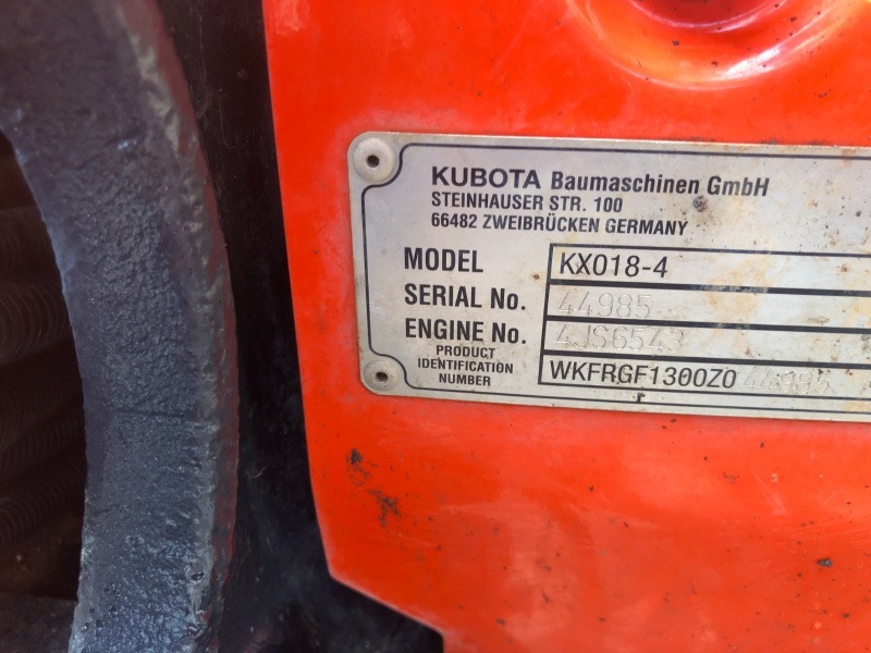 Mini pelle Kubota KX018-4HG 2018 – Faible nombre d’heures, prête à travailler – Image 8