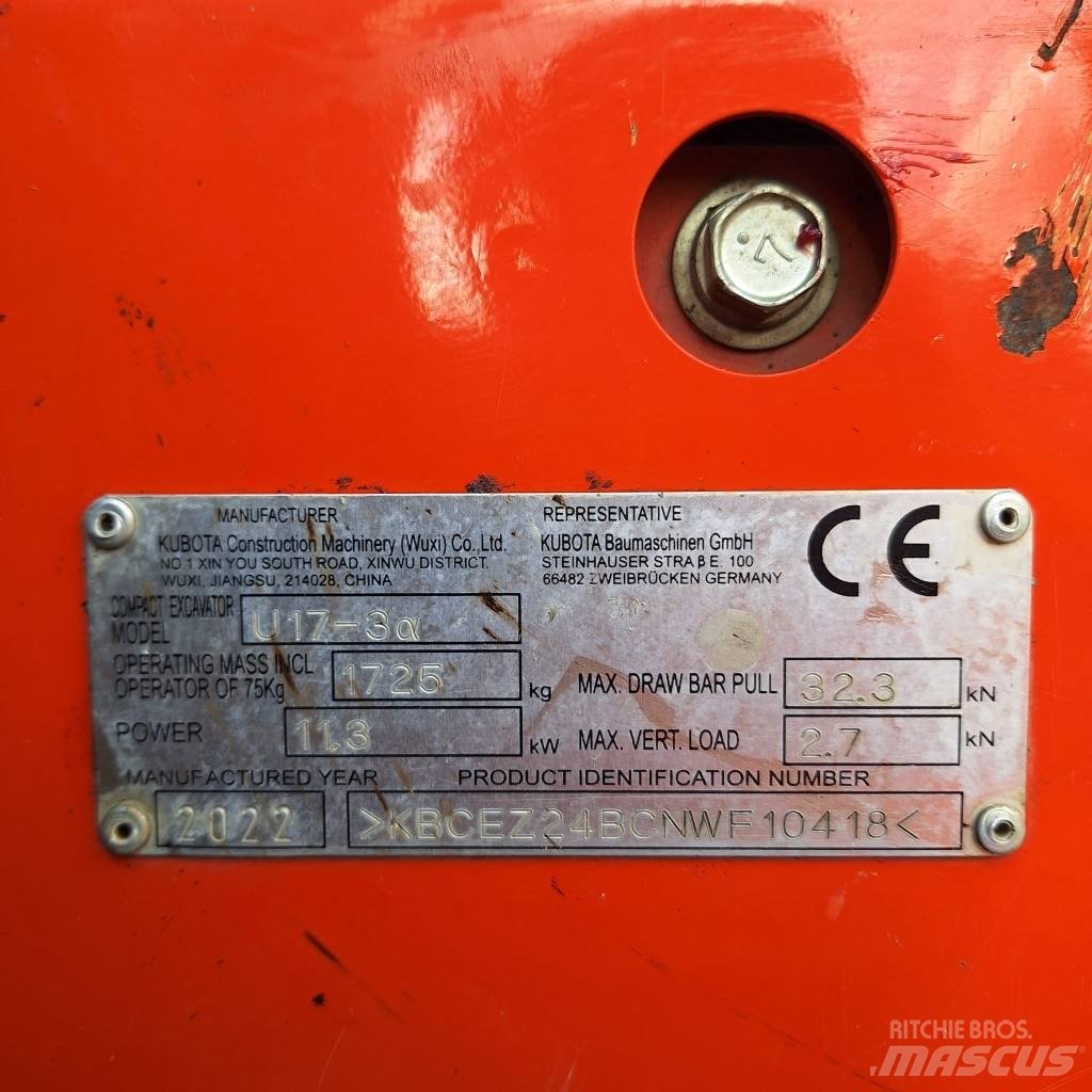 Mini pelle Kubota U17-3 2022 – Compacte, performante et bien équipée – Image 10