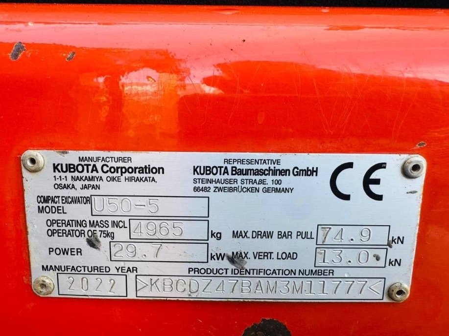 Mini pelle Kubota U50-5 2022 – Compacte et performante pour vos chantiers – Image 13